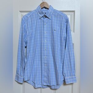 VINEYARD VINES Blue & Yellow Checked Button Down 100% Cotton Whale Shirt Sz S